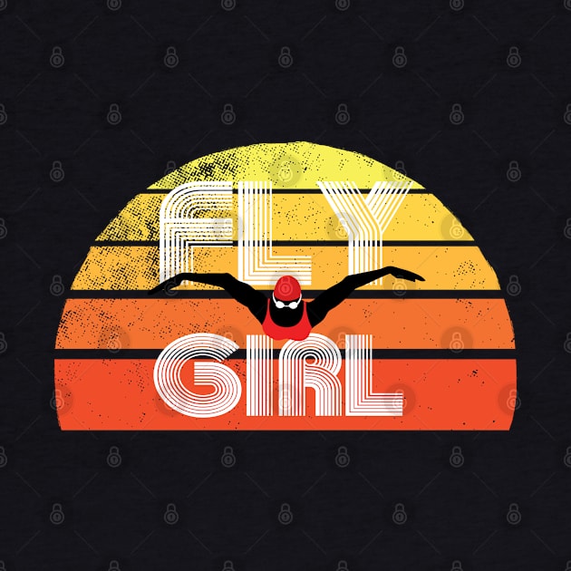 Retro Fly Girl Womens Swimming 2 by atomguy